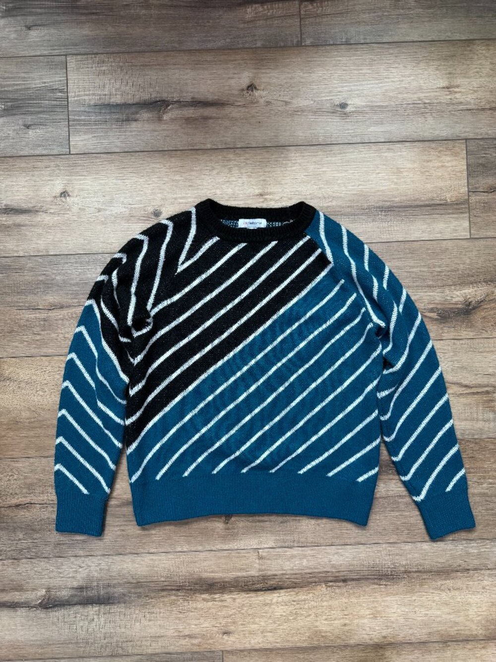 Liz Claiborne Striped Blue, Black, and White Sweater